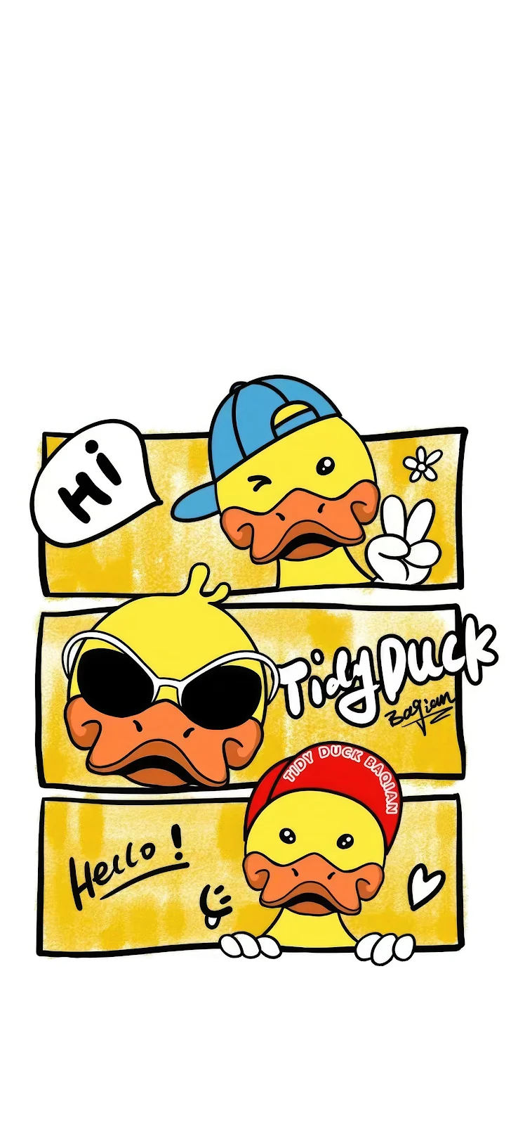 Cute Tidy Duck Cartoon Art - Cartoon Illustration 2K iPhone Wallpaper (1572x3408)