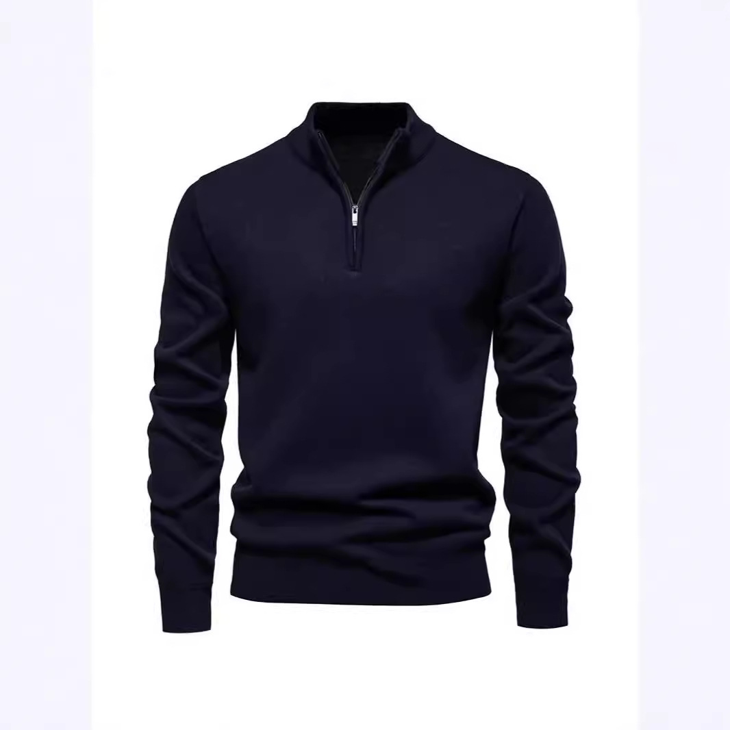 Schlanker Strickpullover mit Stehkragen und Reißverschluss