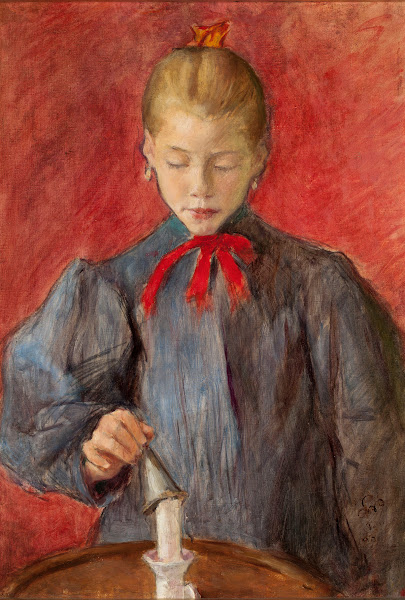 Girl putting out a candle 1893