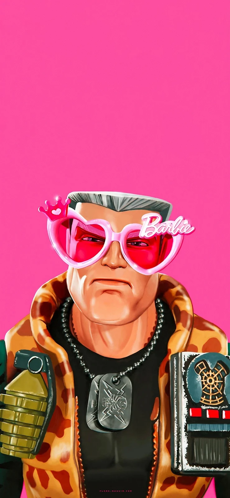 Tactical Soldier Wearing Barbie Shades - 3D Digital Art 2K iPhone Wallpaper (1466x3176)