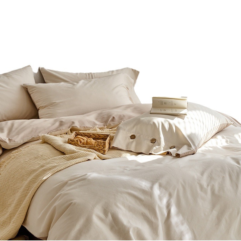 Bedding set made of long-staple cotton, brushed, solid color