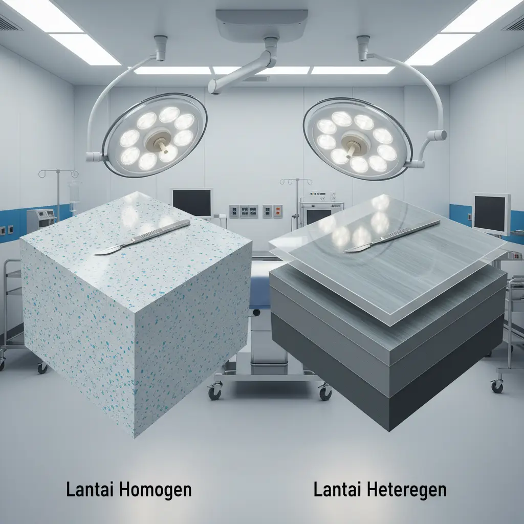 Perbedaan vinyl homogeneous vs heterogeneous untuk ruang operasi