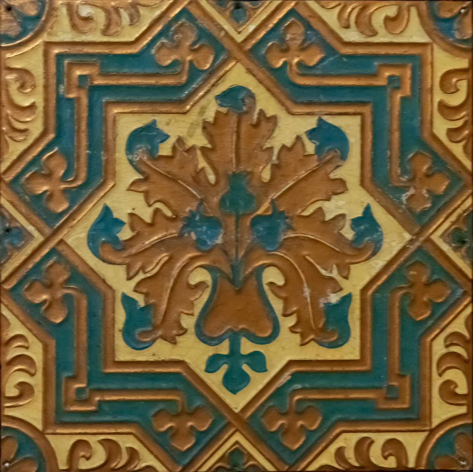 Golden carved tile