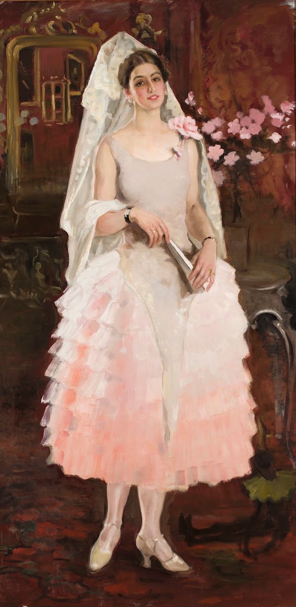 Portrait of a lady in pink dress  Spanish woman 1927 1928