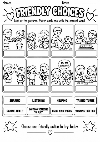 Friendship Match Worksheet