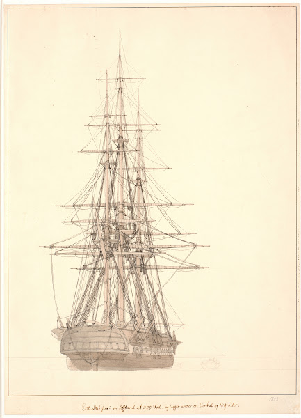 En fregat set agterfra 1828
