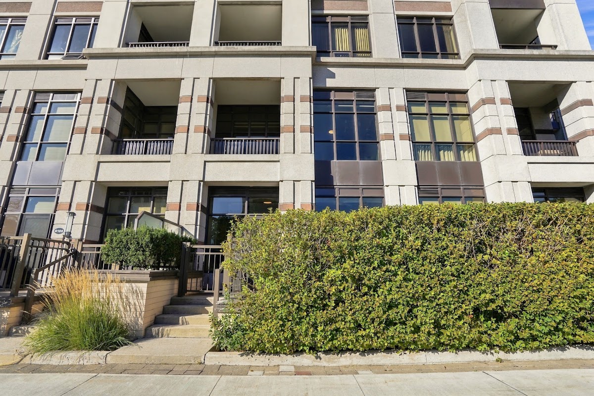 The townhome row along the street