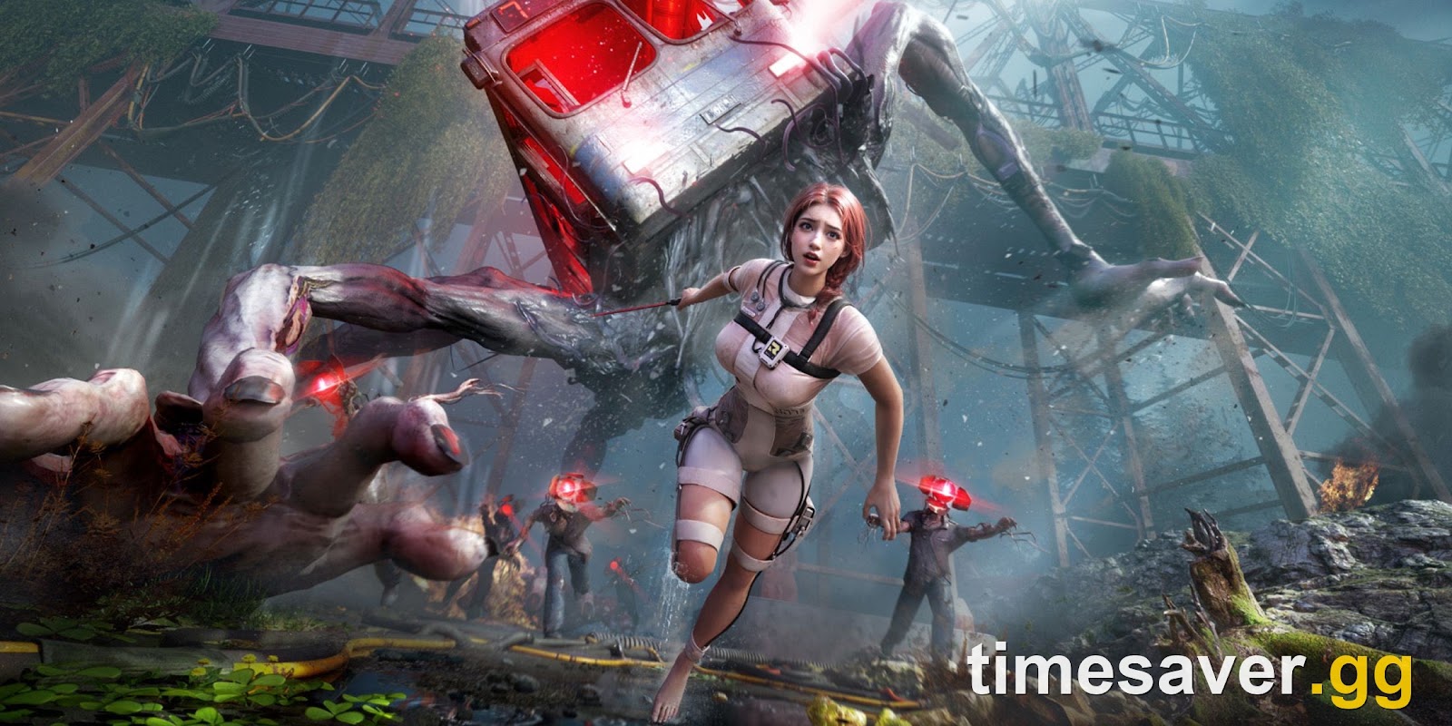 Once Human survivor running through the open world past mutated enemies