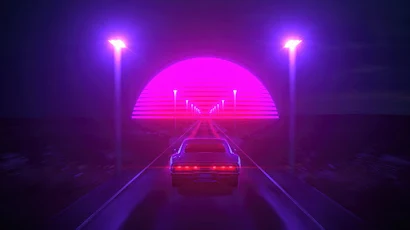 Vapor Trails Synthwave Adventures In A Vintage Car 4K Wallpaper Background