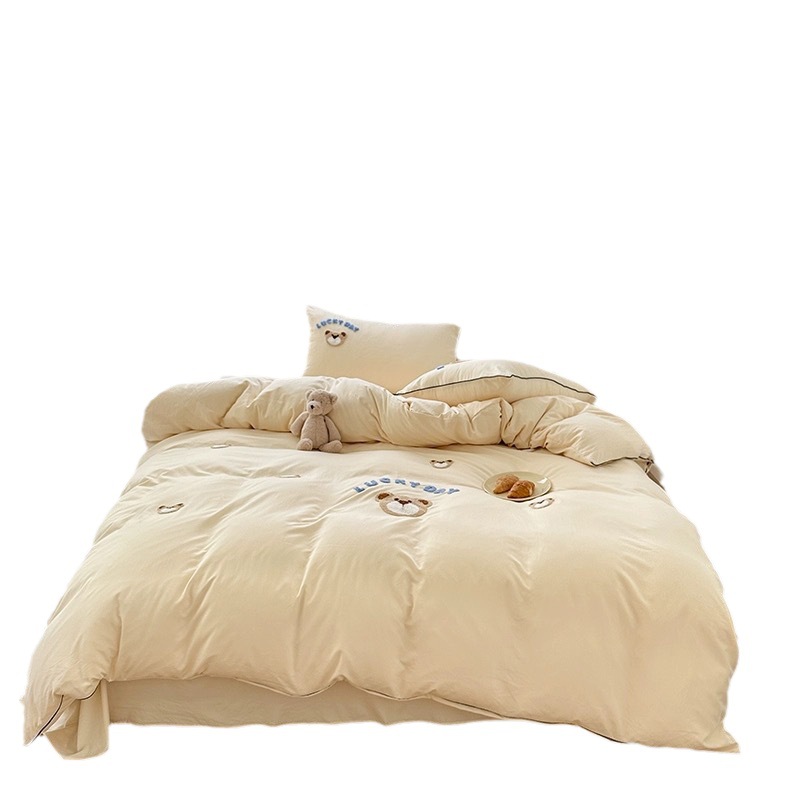 Bed linen set made from washed cotton, cartoon design