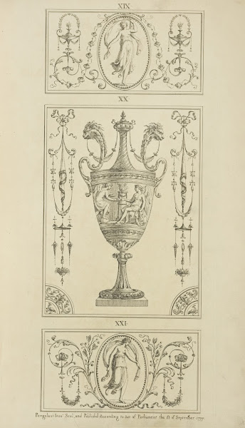 Central design of an urn one angel approaching another 1777   1784