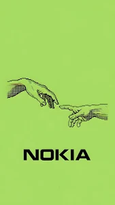 Pixel Art Creation of Adam Hands on Neon Green