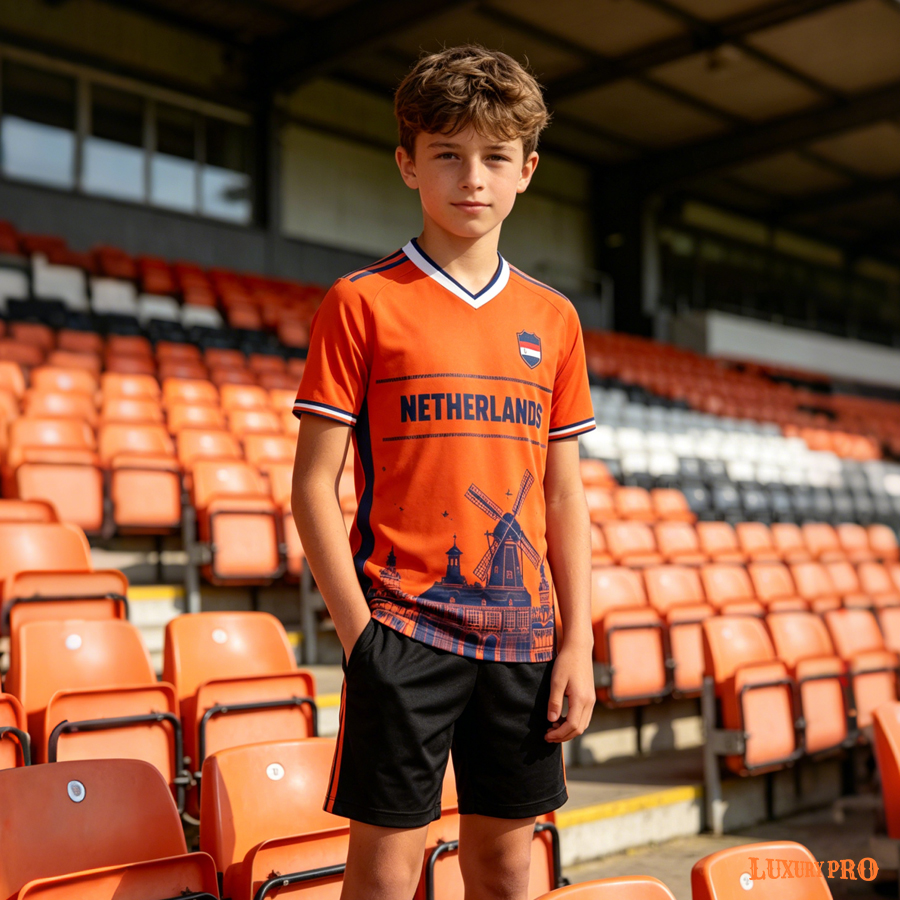 AOP MEG Children's Raglan Sleeve V-Neck Football Jersey