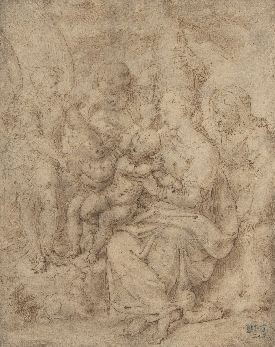 The Holy Family with the Infant Baptist Saint Elizabeth and an Attendant Angel 1