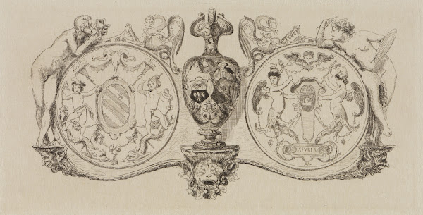 Zwei Medaillons im Fayence Saal 1881