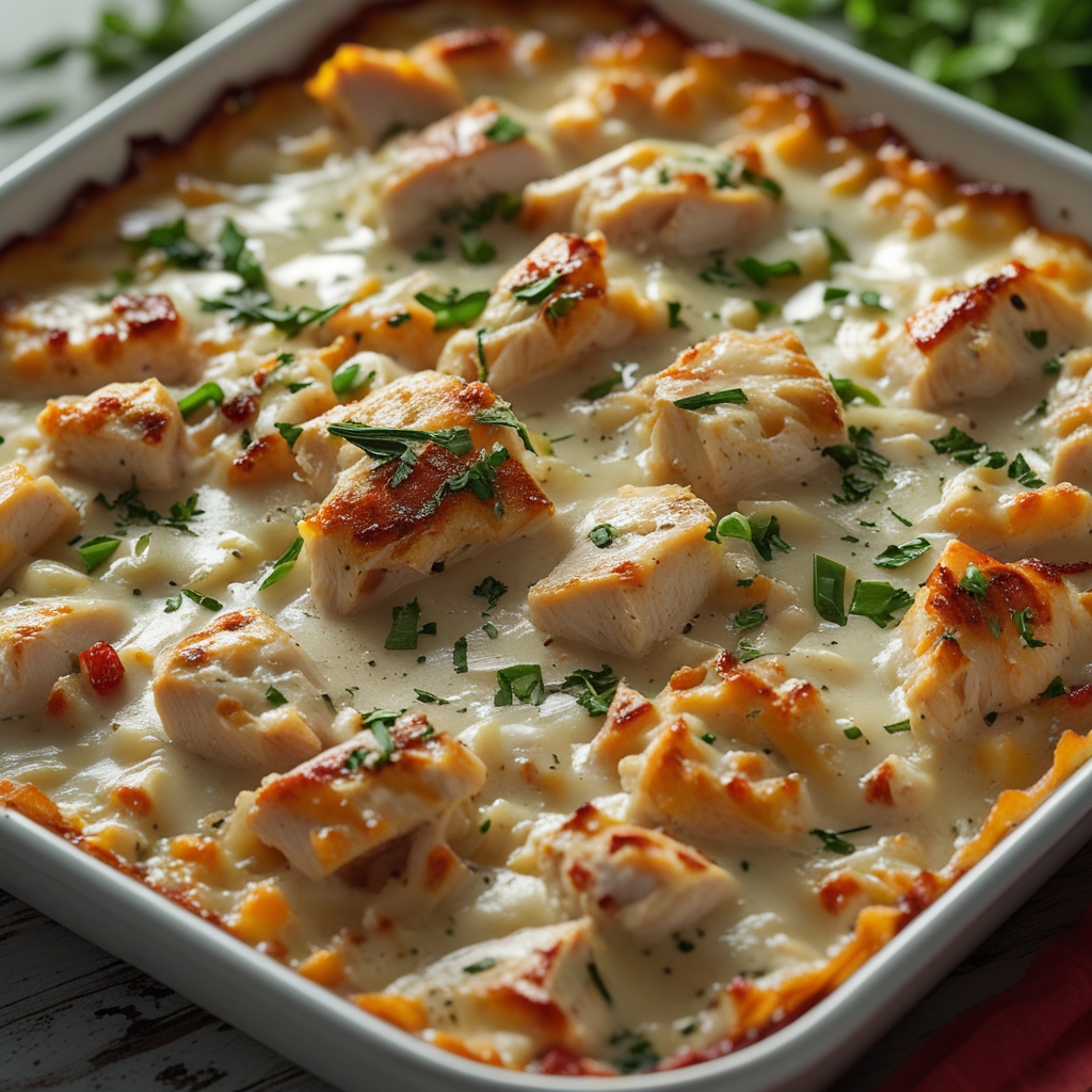High-Protein Chicken Alfredo Bake for Easy Low-Carb Meal Prep - Quick & Homemade Comfort