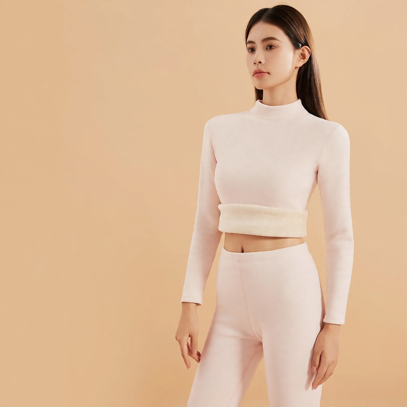 Women's Thermal Underwear Set with Standing Collar