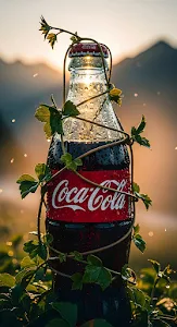 Dewy CocaCola Bottle Wrapped in Vine at Sunset