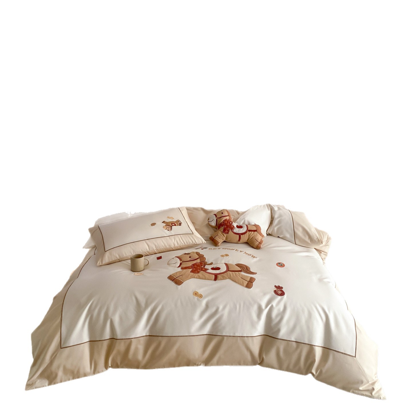 Cotton bedding set, 100s yarn, embroidered