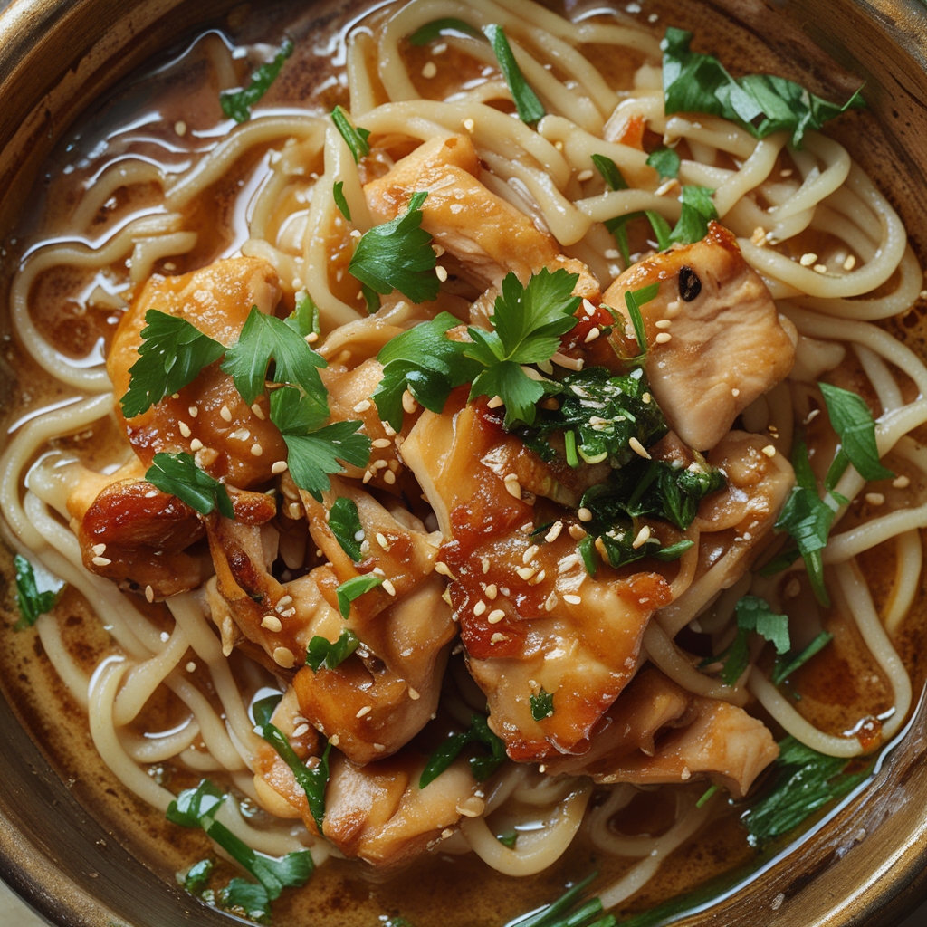 Sticky Garlic Chicken Noodles - Easy & Family-Friendly Weeknight Meal finished