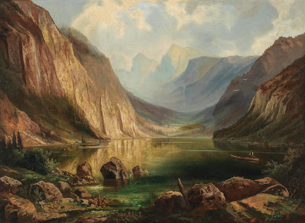 View of the Höllengebirge near Ebensee Langbathsee 1873