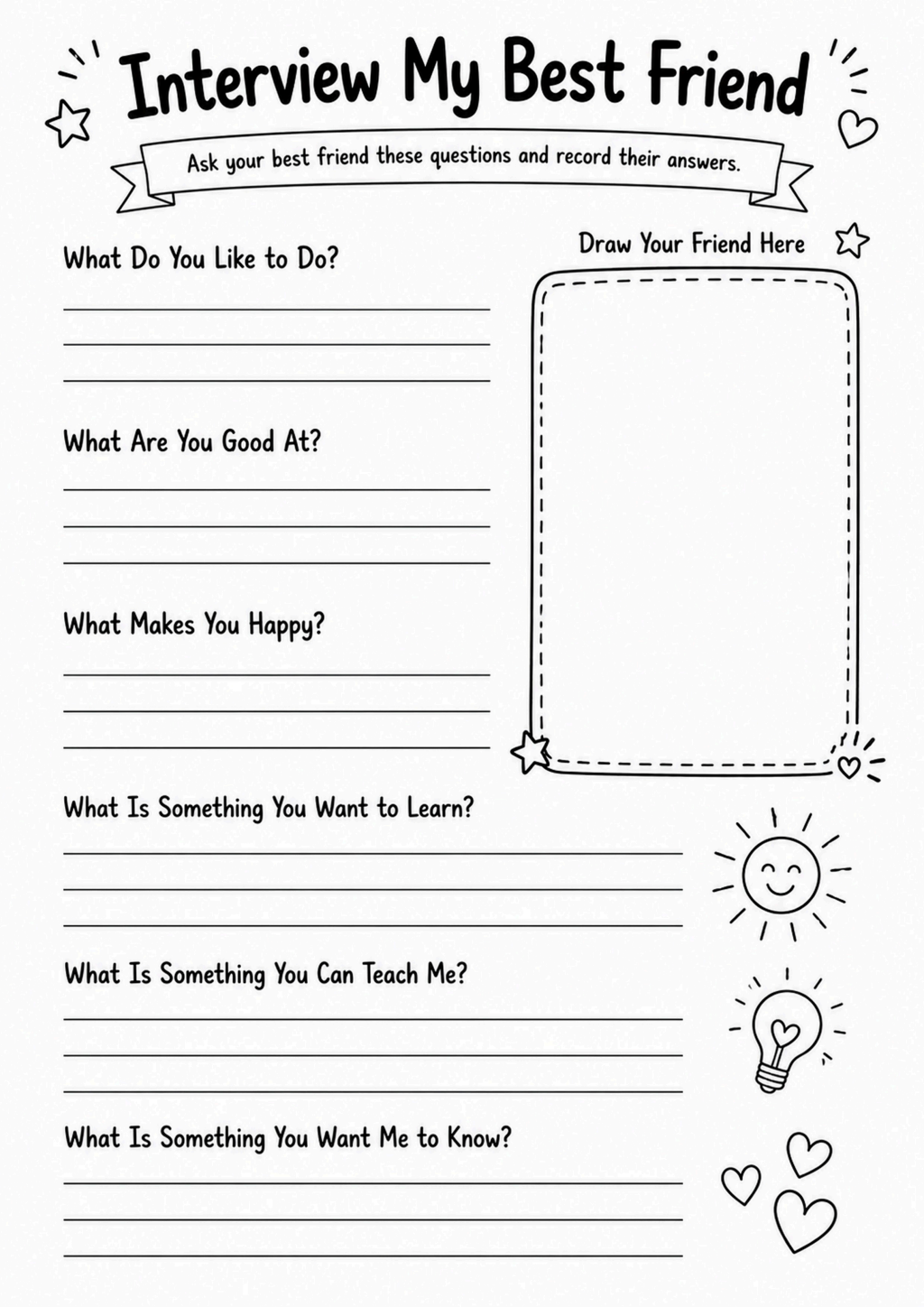Interview My Best Friend Worksheet
