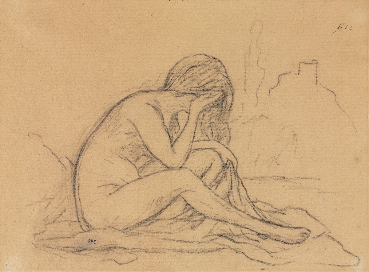 Study of a Female Nude possibly for an unrealized allegorical painting recto 180
