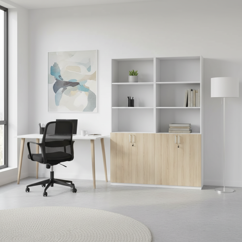 RADAR Color Full Height Four-Lower Door and Top Open Storage Cabinet