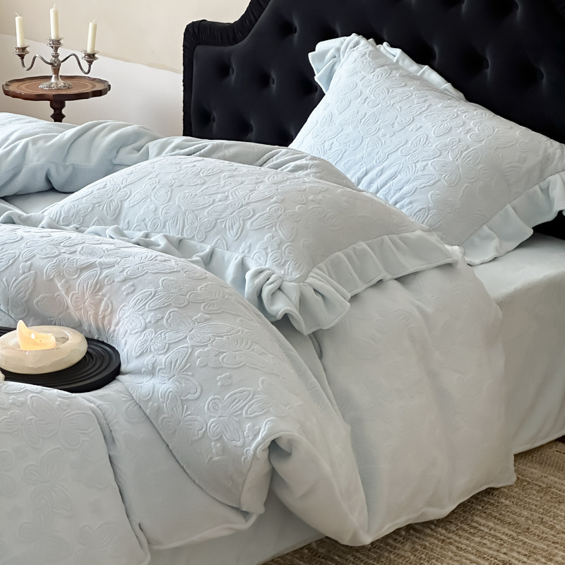 Milk Fiber Fleece Bedding Set, floral, 4-piece