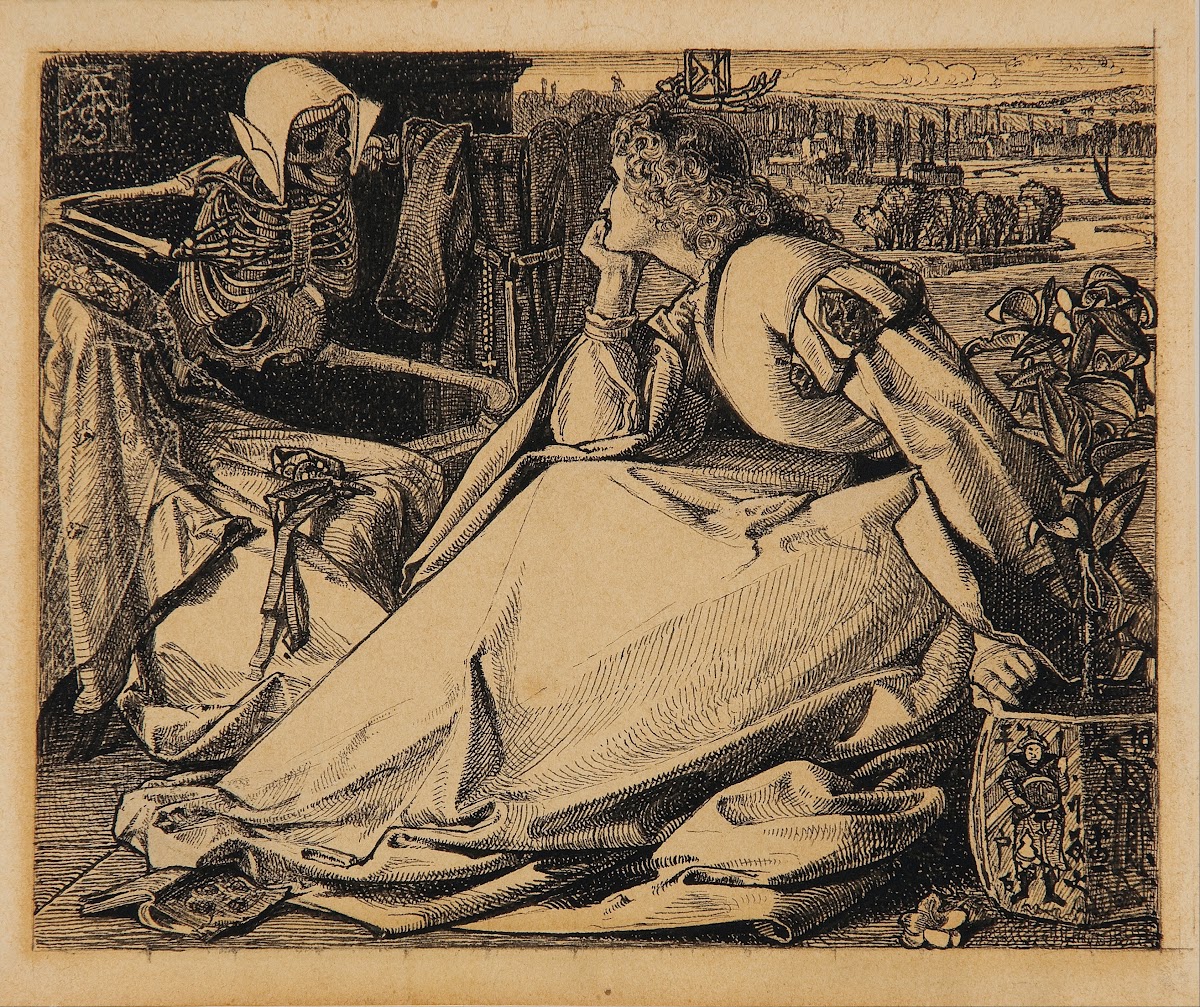 Until her death  preparatory drawing for Good Words 1862