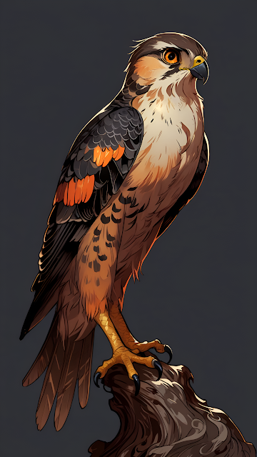 Majestic Falcon Raptor Portrait Digital Illustration Dark Background - Free mobile Wallpaper