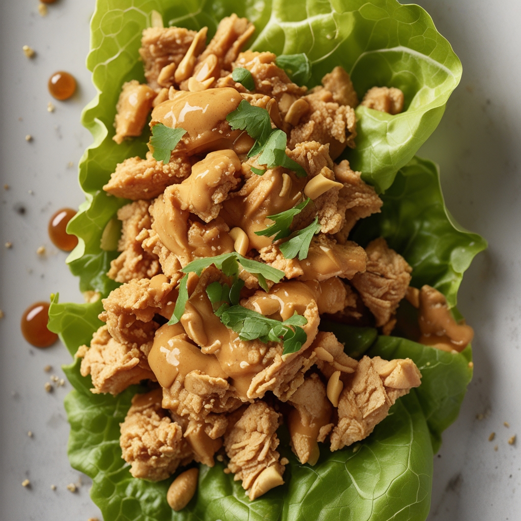 Final Crunchy Peanut Butter Chicken Lettuce Wraps With Cilantro Lime Slaw