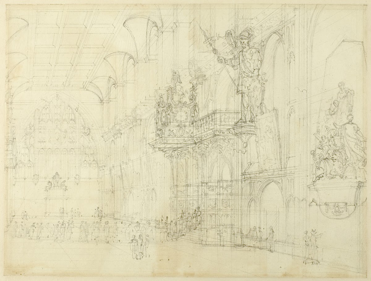 Study for Guild Hall from Microcosm of London c 1808