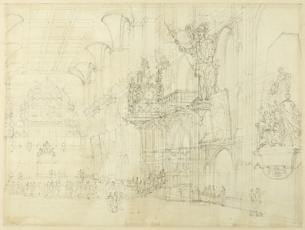 Study for Guild Hall from Microcosm of London c 1808