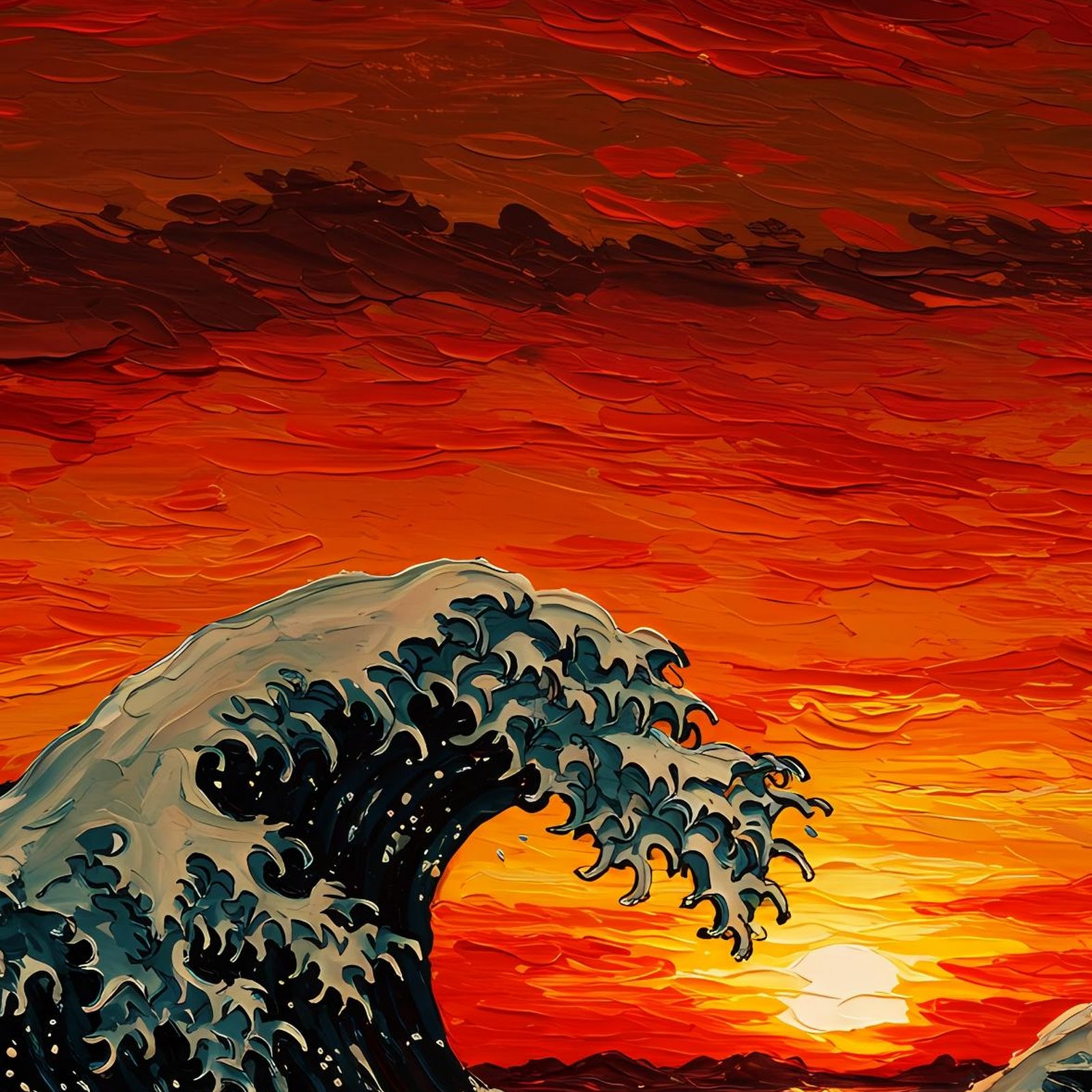 Download The Great Wave At Sunset Full HD iPhone