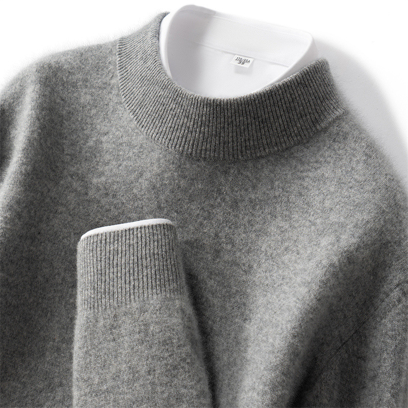 Men's cashmere sweater, 100% cashmere, stand-up collar