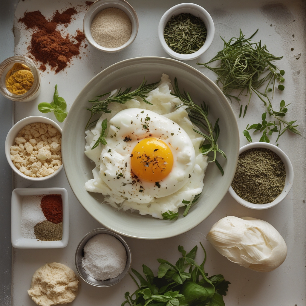 Ingredients for Baked Feta Eggs Recipe - Easy, Creamy, and Flavor-Packed Breakfast
