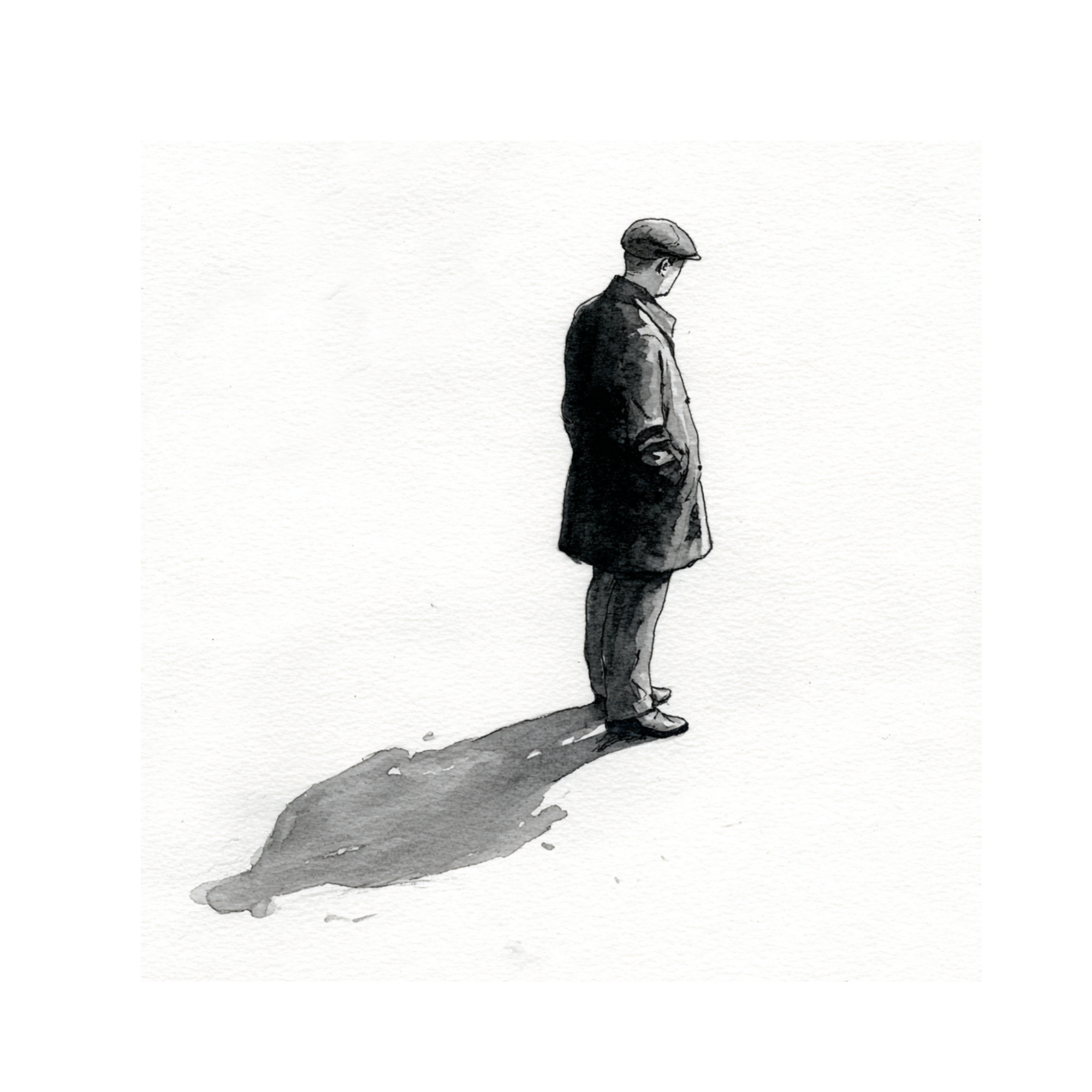 Adulte qui veut dessiner - silhouette d'un adulte qui reprend le crayon, dessin au graphite