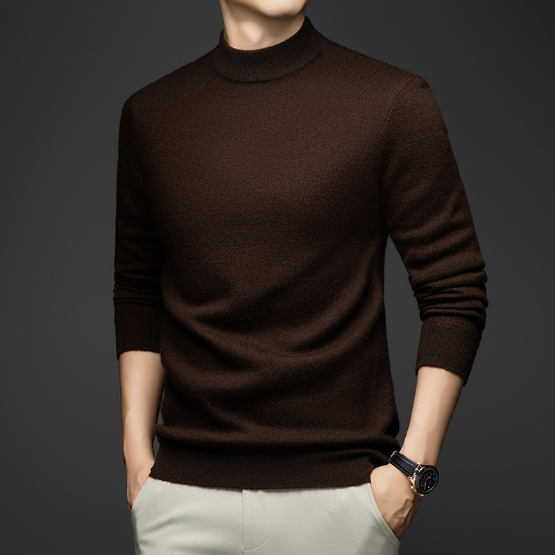 Men's Wool Sweater, 100% Wool, Stand-Up Collar, Thick
