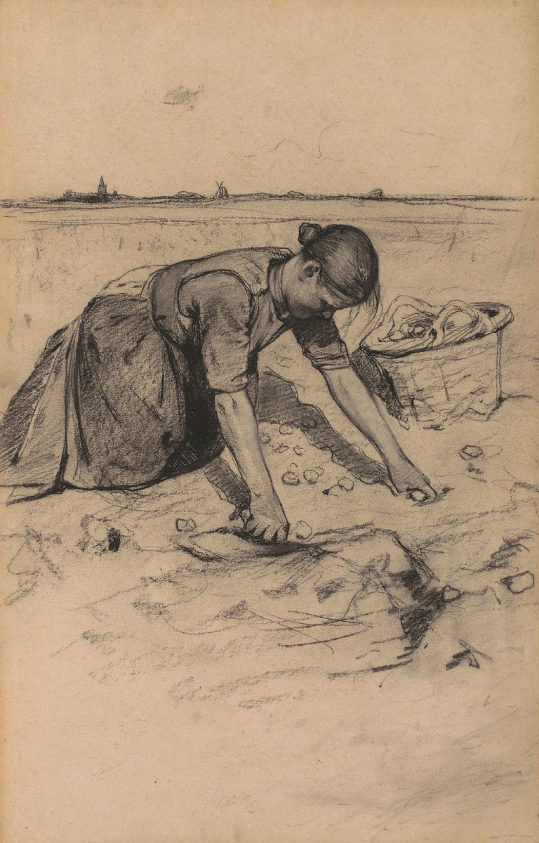Aardappelrooiende vrouw 1886