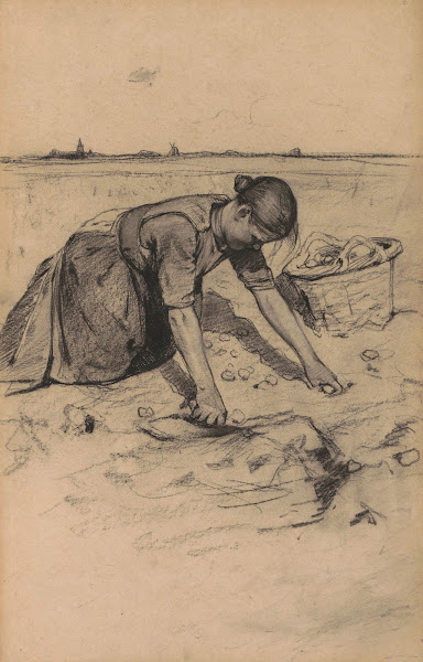 Aardappelrooiende vrouw 1886