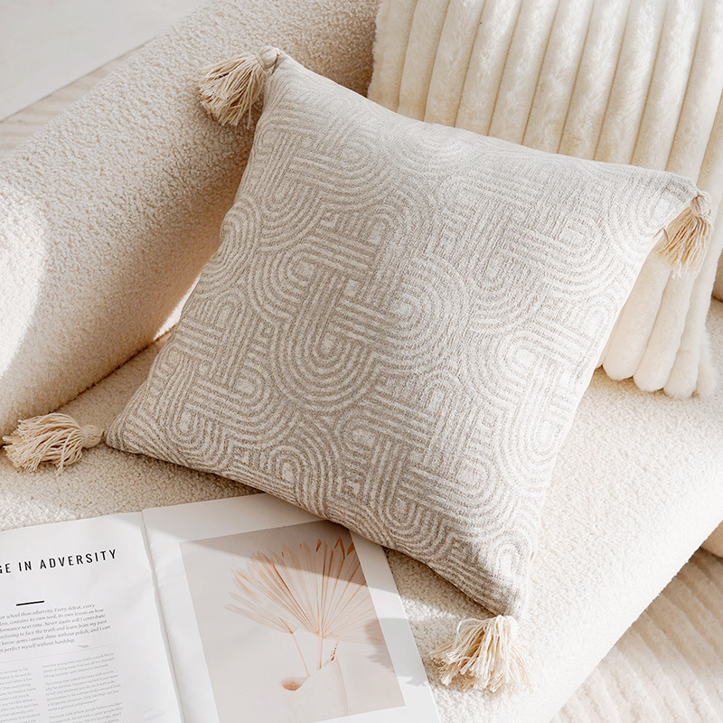 Decorative Cushion Jacquard, Cream and Black