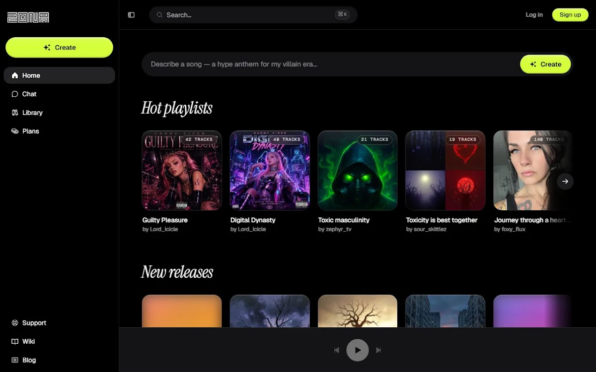 Captura de Zona - AI Song & Music Generator App