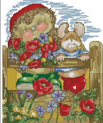 CMP X224 Hedgehog And Mice On The Fence