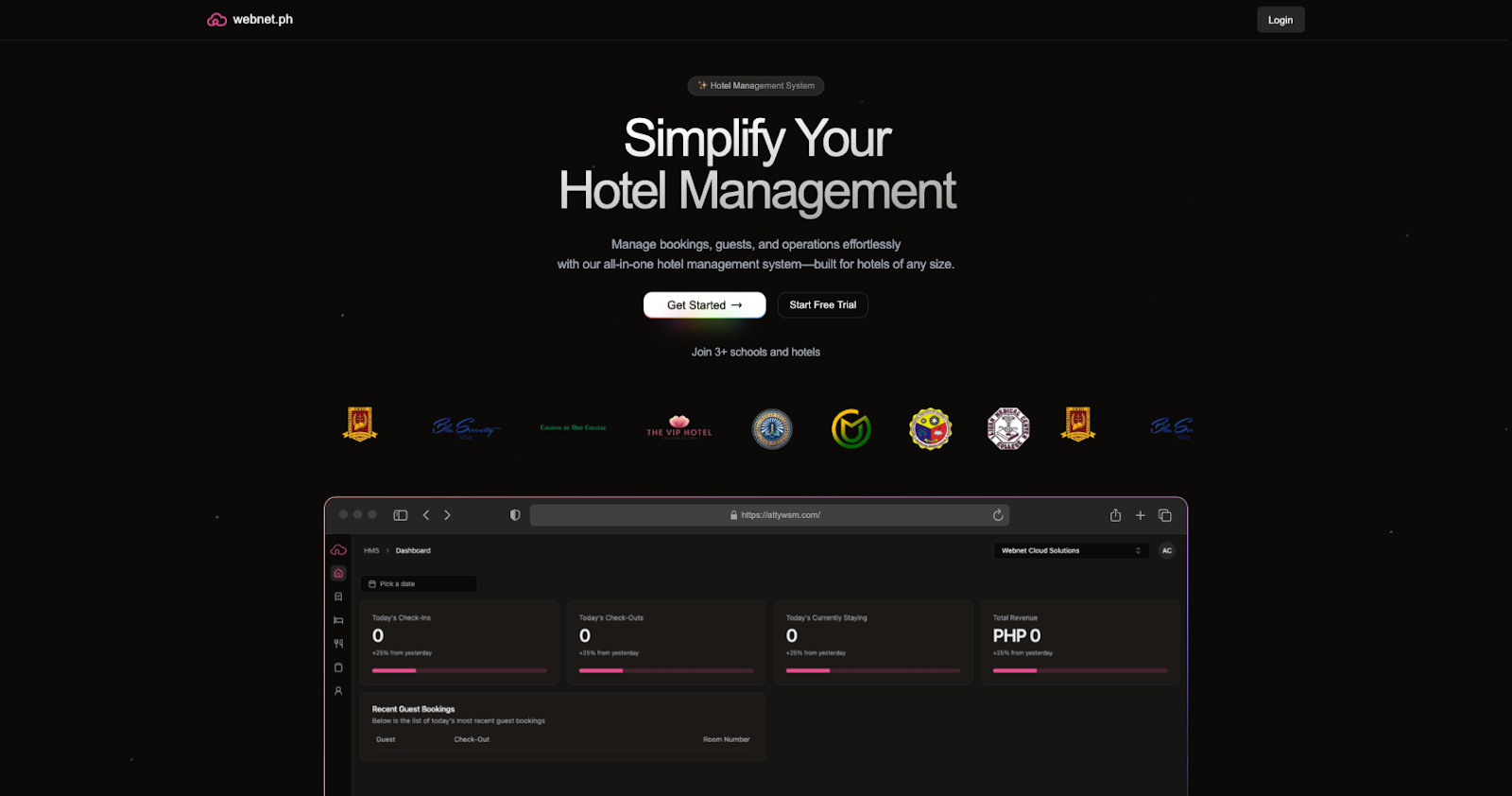 Hotel Management Marketing Site