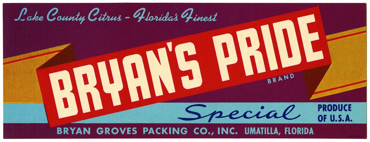 Bryans Pride Brand Citrus Label 1930 1950
