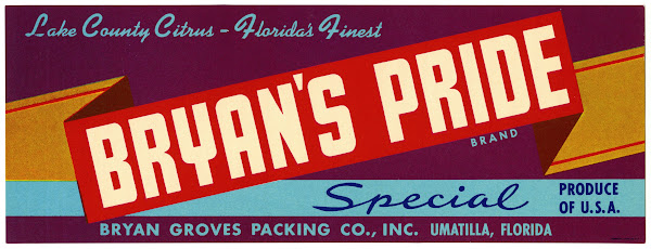 Bryans Pride Brand Citrus Label 1930 1950