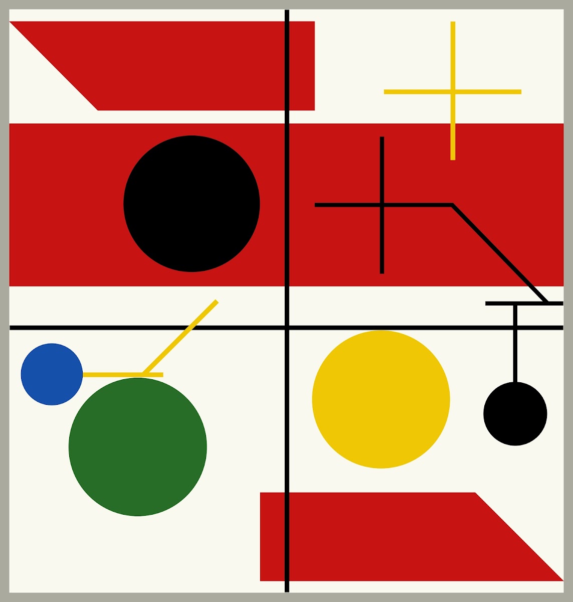 Four spaces with planes circles and cross 2017