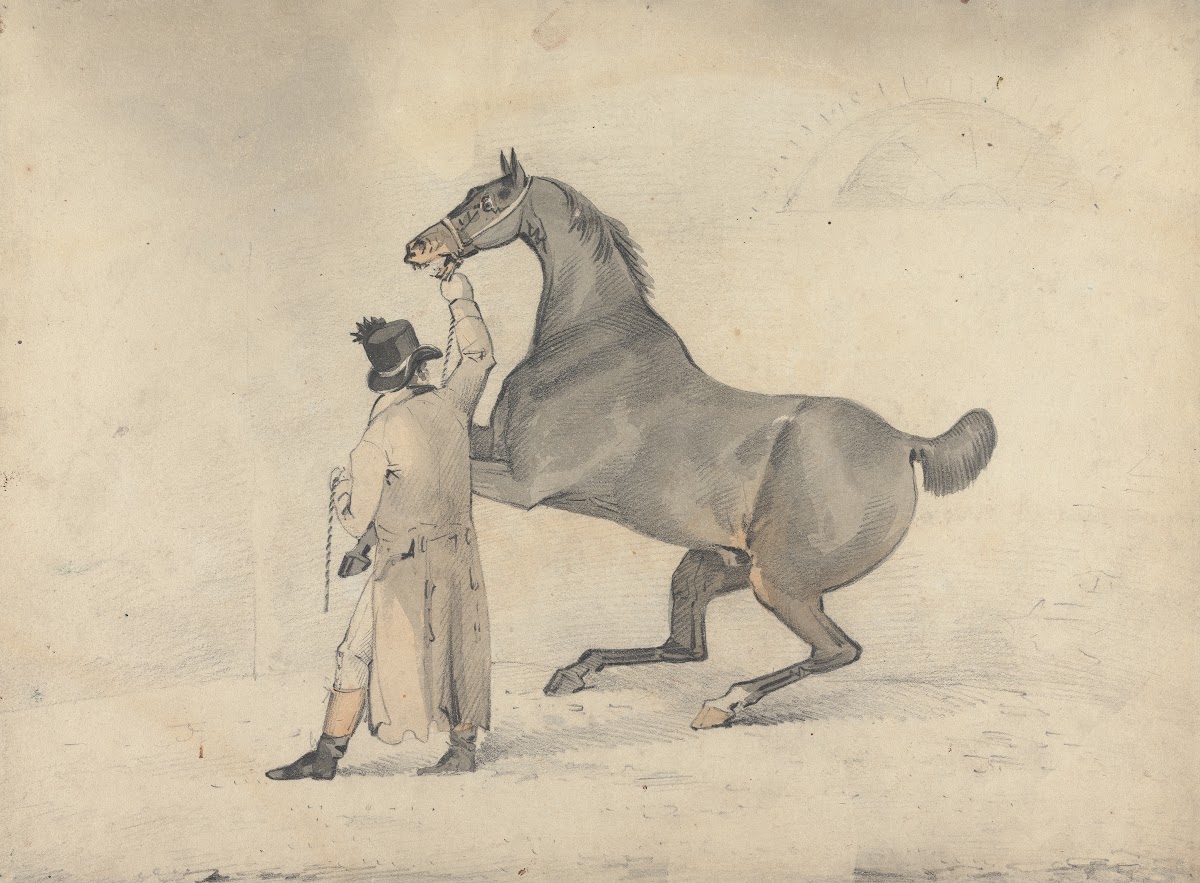 Groom with a Rearing Horse