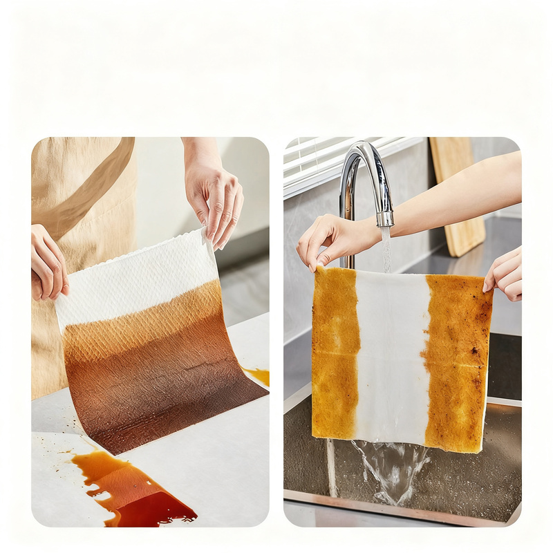 Disposable cleaning cloths made of nonwoven, usable dry and wet